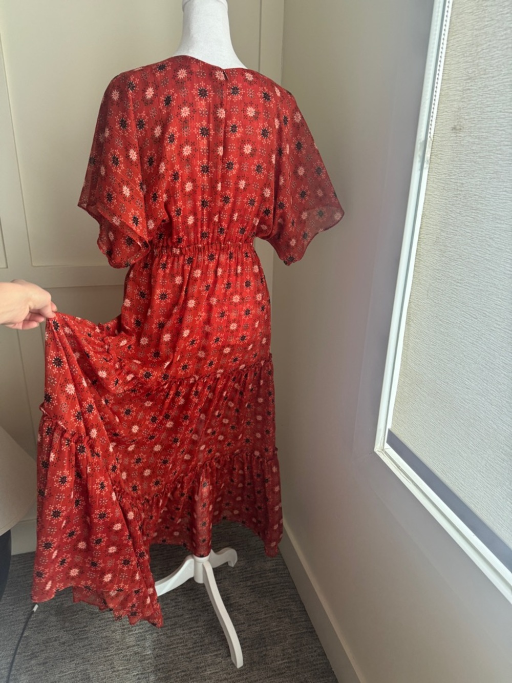 Misa Los Angeles Red Floral V-Neck Tiered Maxi Dress - Picture 10 of 10